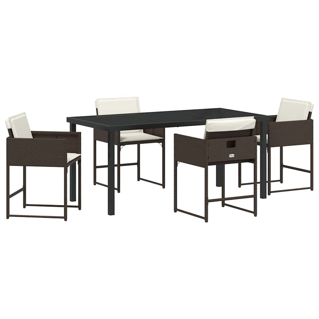 vidaXL Garten Essgruppe 5 pcs Braun Poly-Rattan