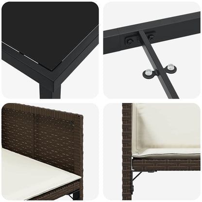 Garten Essgruppe 9 pcs Braun Poly-Rattan