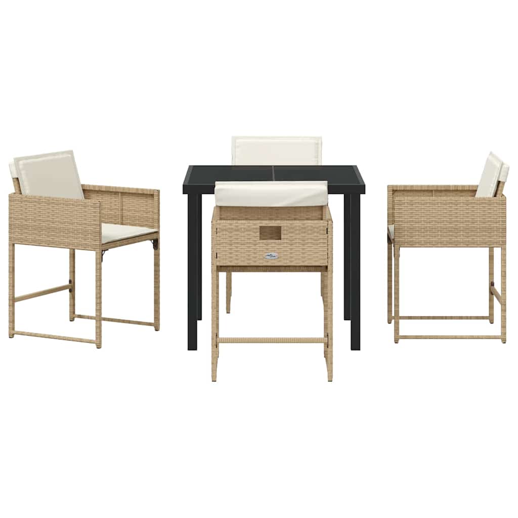 vidaXL Garten Essgruppe 5 pcs Beige Poly-Rattan