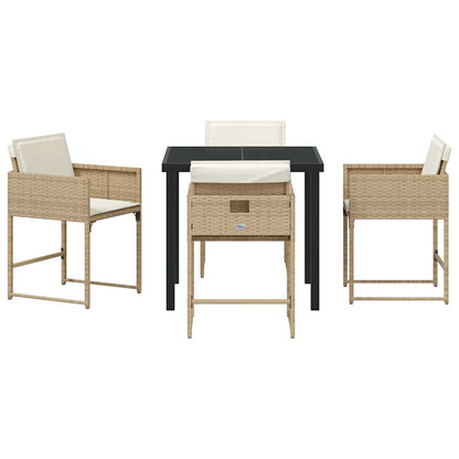 vidaXL Garten Essgruppe 5 pcs Beige Poly-Rattan