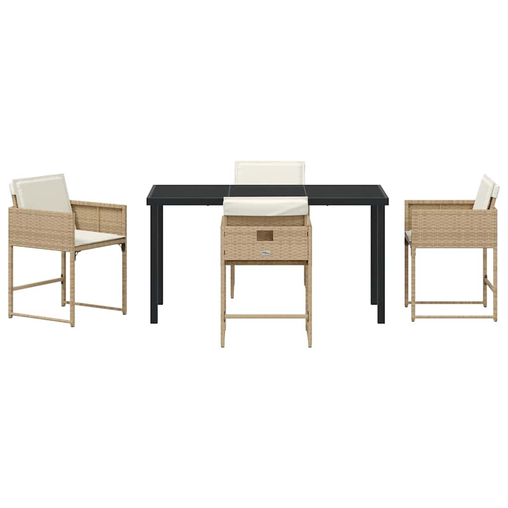 vidaXL Garten Essgruppe 5 pcs Beige Poly-Rattan