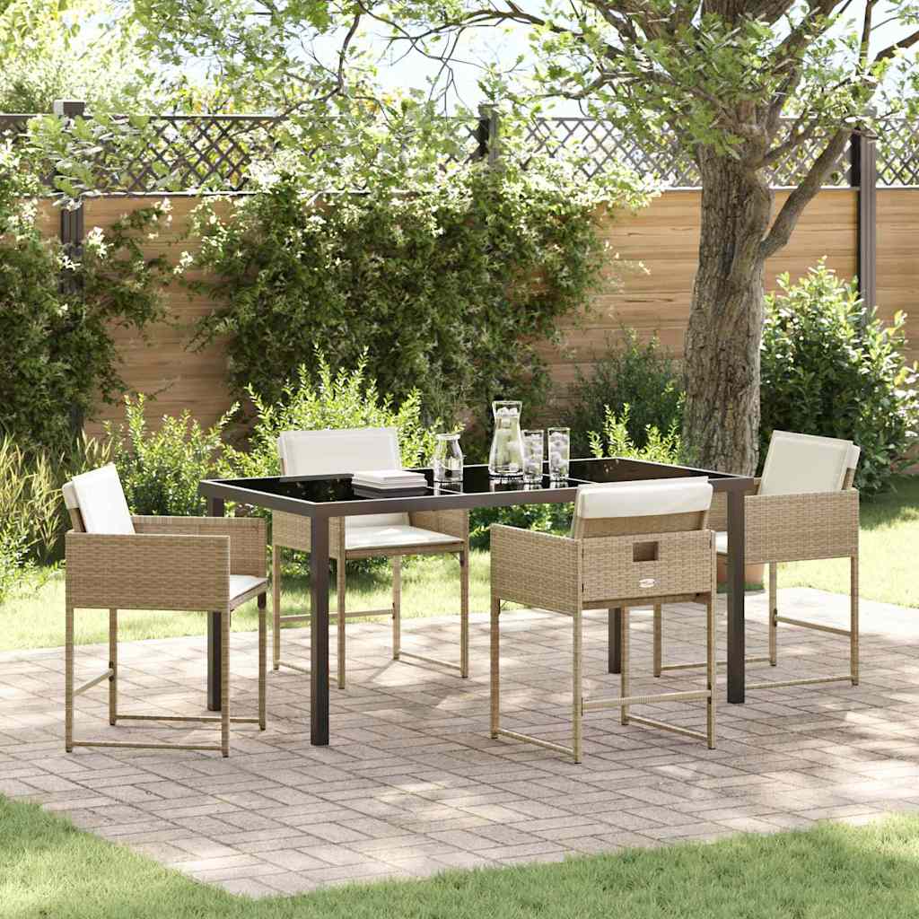 vidaXL Garten Essgruppe 5 pcs Beige Poly-Rattan