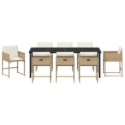 vidaXL Garten Essgruppe 9 pcs Beige Poly-Rattan