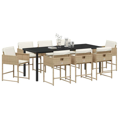 vidaXL Garten Essgruppe 9 pcs Beige Poly-Rattan