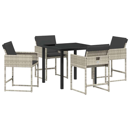 vidaXL Garten Essgruppe 5 pcs Hellgrau Poly-Rattan