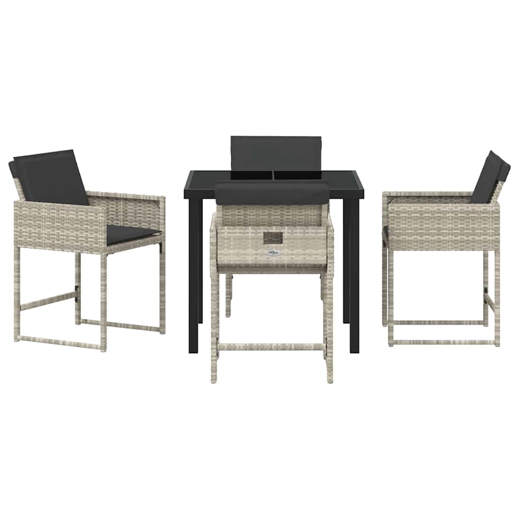 vidaXL Garten Essgruppe 5 pcs Hellgrau Poly-Rattan