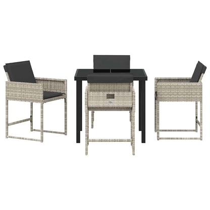 vidaXL Garten Essgruppe 5 pcs Hellgrau Poly-Rattan
