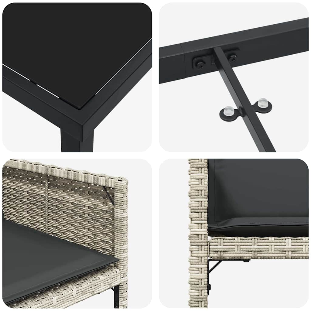 Garten Essgruppe 9 pcs Hellgrau Poly-Rattan