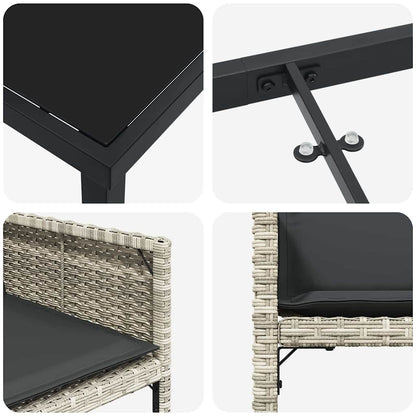 Garten Essgruppe 9 pcs Hellgrau Poly-Rattan