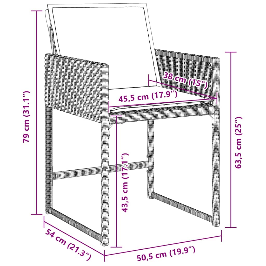Garten Essgruppe 9 pcs Hellgrau Poly-Rattan