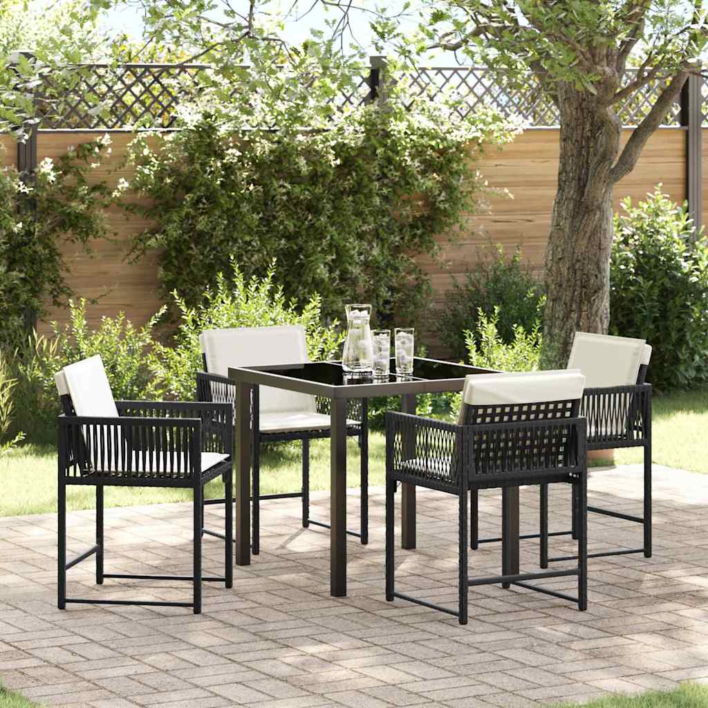 vidaXL Ensemble repas de jardin 5 pcs résine tressée noir