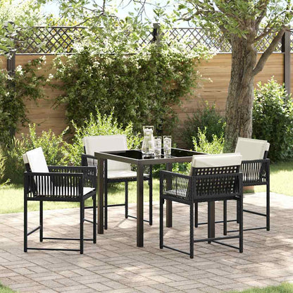 vidaXL Ensemble repas de jardin 5 pcs résine tressée noir