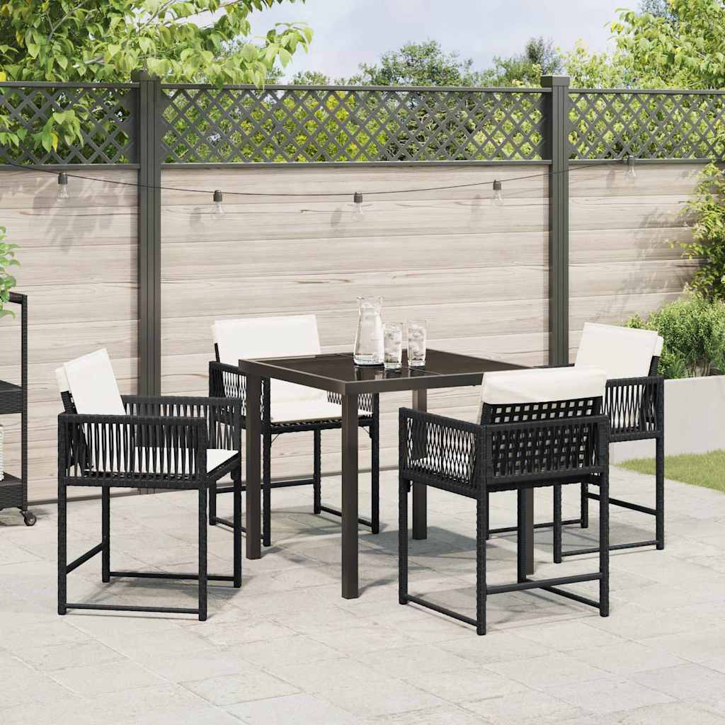 vidaXL Ensemble repas de jardin 5 pcs résine tressée noir