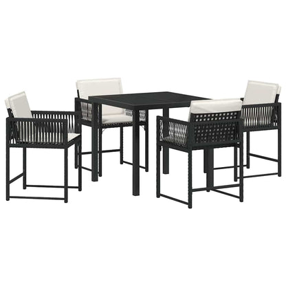 vidaXL Ensemble repas de jardin 5 pcs résine tressée noir