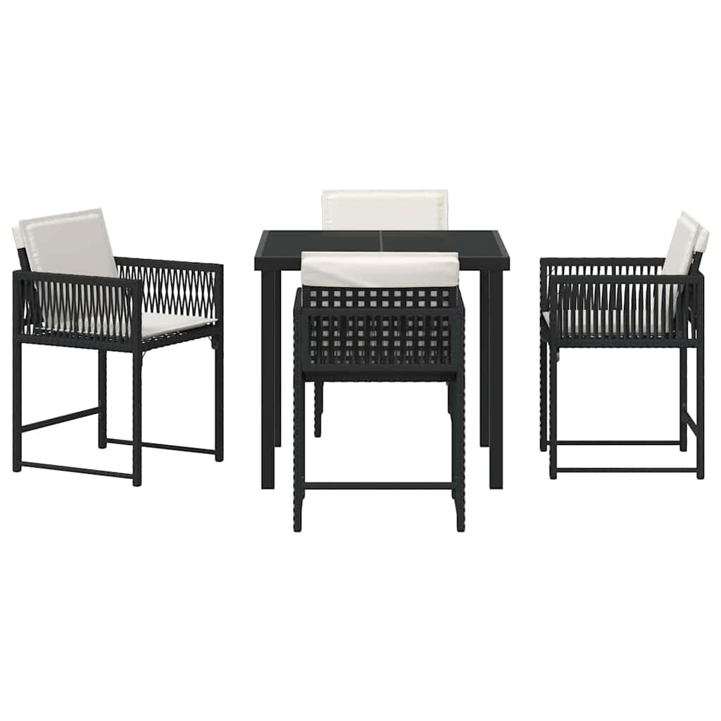 vidaXL Ensemble repas de jardin 5 pcs résine tressée noir