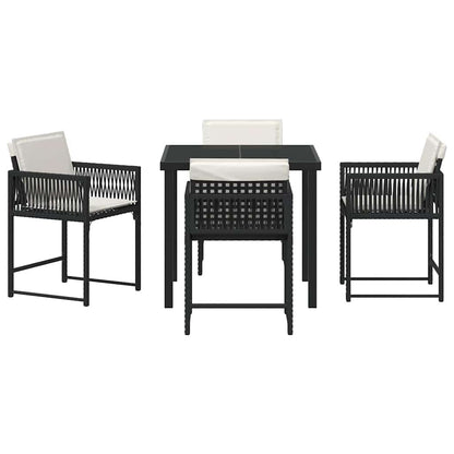 vidaXL Ensemble repas de jardin 5 pcs résine tressée noir