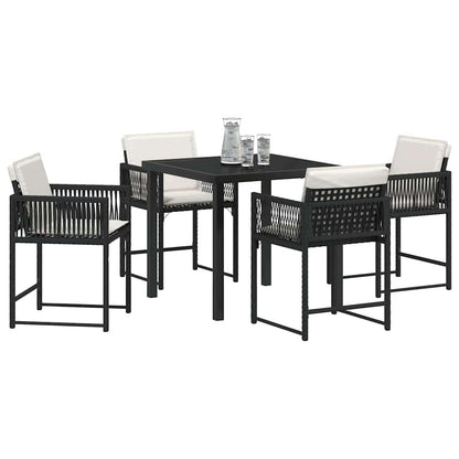 vidaXL Ensemble repas de jardin 5 pcs résine tressée noir