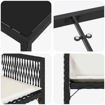 Garten Essgruppe 5 pcs Schwarz Poly-Rattan