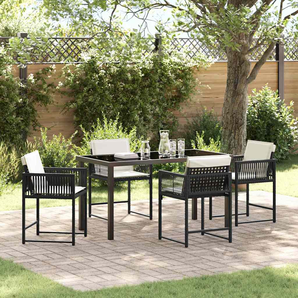 Garten Essgruppe 5 pcs Schwarz Poly-Rattan