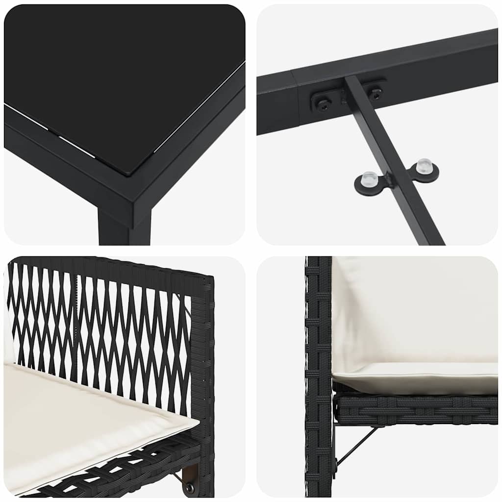 Garten Essgruppe 9 pcs Schwarz Poly-Rattan