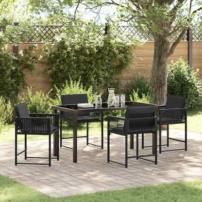 Garten Essgruppe 5 pcs Schwarz Poly-Rattan