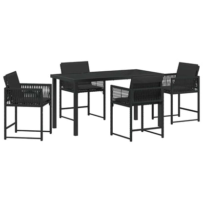 Garten Essgruppe 5 pcs Schwarz Poly-Rattan