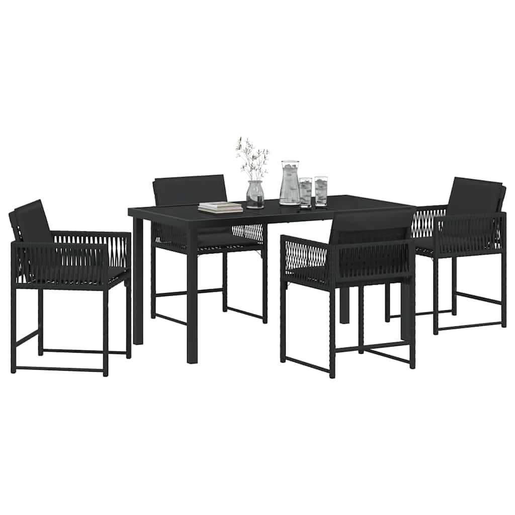 Garten Essgruppe 5 pcs Schwarz Poly-Rattan