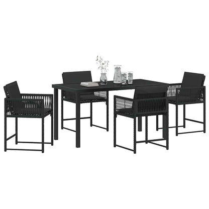Garten Essgruppe 5 pcs Schwarz Poly-Rattan
