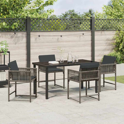 Garten Essgruppe 5 pcs Grau Poly-Rattan