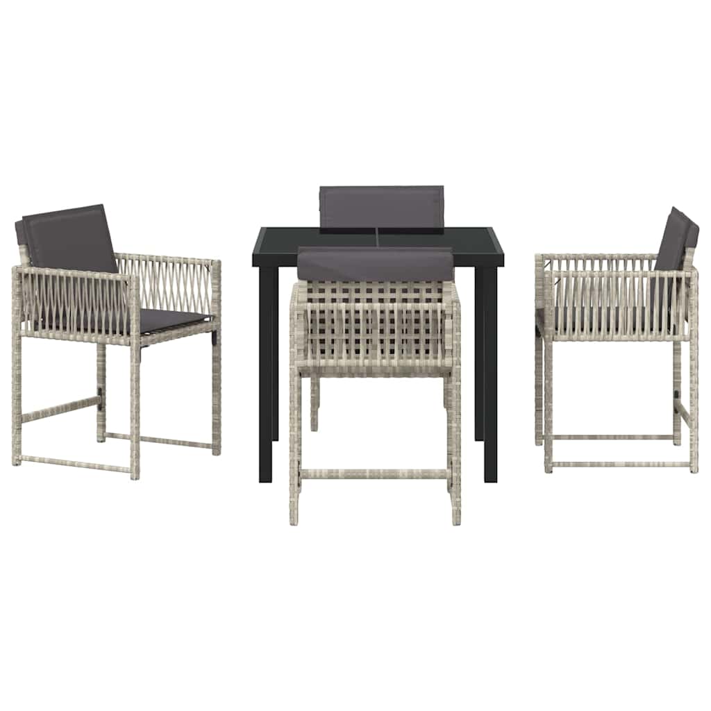 vidaXL Garten Essgruppe 5 pcs Hellgrau Poly-Rattan