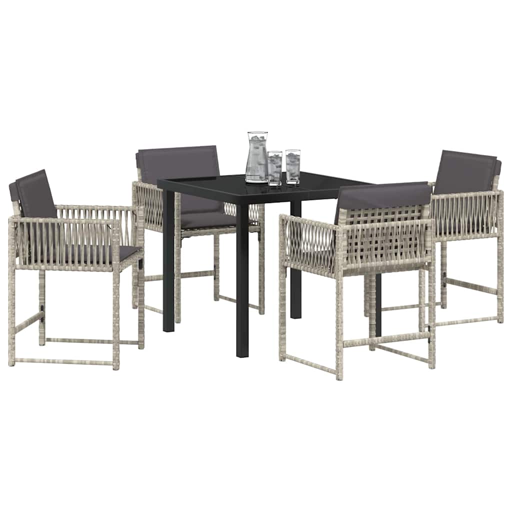 vidaXL Garten Essgruppe 5 pcs Hellgrau Poly-Rattan