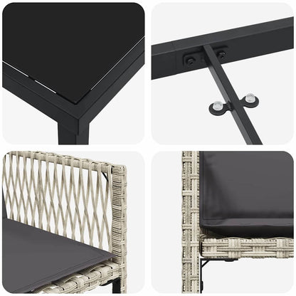 Garten Essgruppe 5 pcs Hellgrau Poly-Rattan