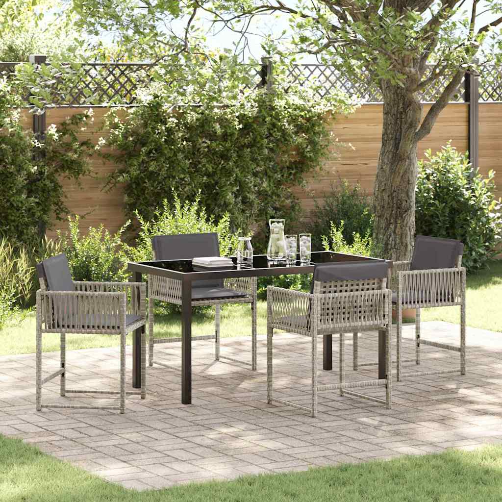 Garten Essgruppe 5 pcs Hellgrau Poly-Rattan