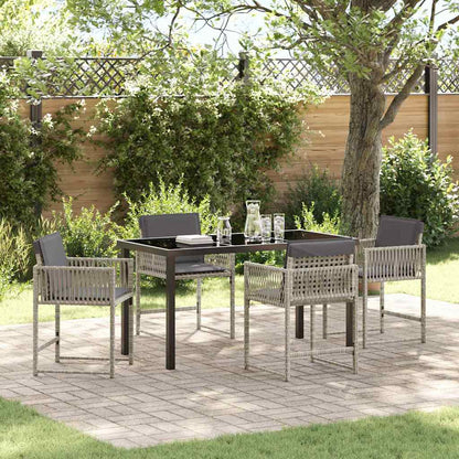 Garten Essgruppe 5 pcs Hellgrau Poly-Rattan