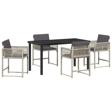 vidaXL Garten Essgruppe 5 pcs Hellgrau Poly-Rattan