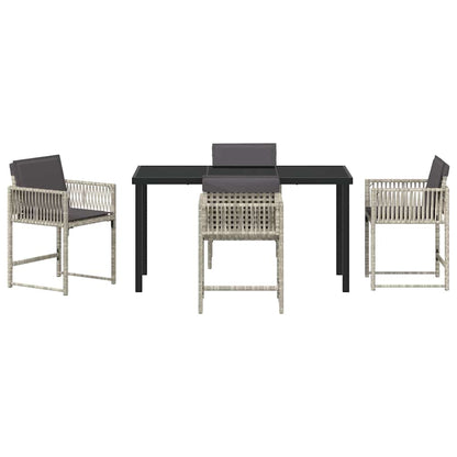 Garten Essgruppe 5 pcs Hellgrau Poly-Rattan