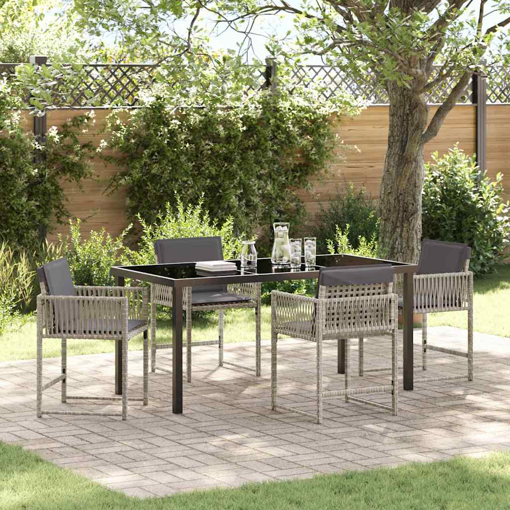 vidaXL Garten Essgruppe 5 pcs Hellgrau Poly-Rattan