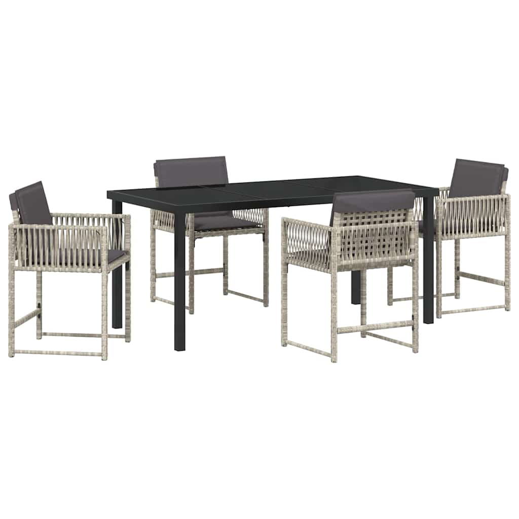 vidaXL Garten Essgruppe 5 pcs Hellgrau Poly-Rattan