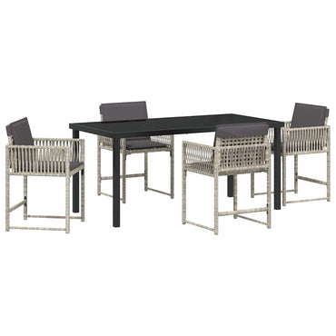 vidaXL Garten Essgruppe 5 pcs Hellgrau Poly-Rattan