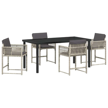 vidaXL Garten Essgruppe 5 pcs Hellgrau Poly-Rattan