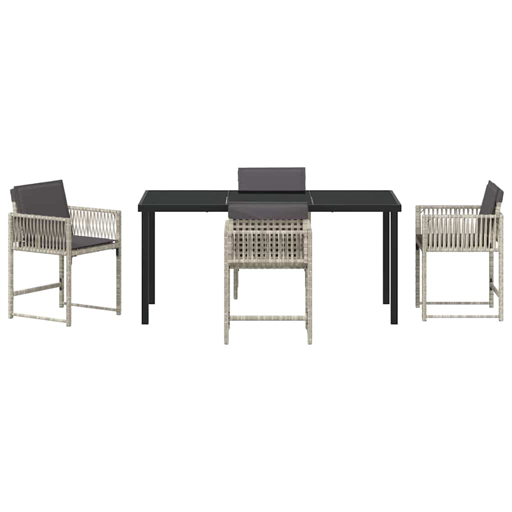 vidaXL Garten Essgruppe 5 pcs Hellgrau Poly-Rattan