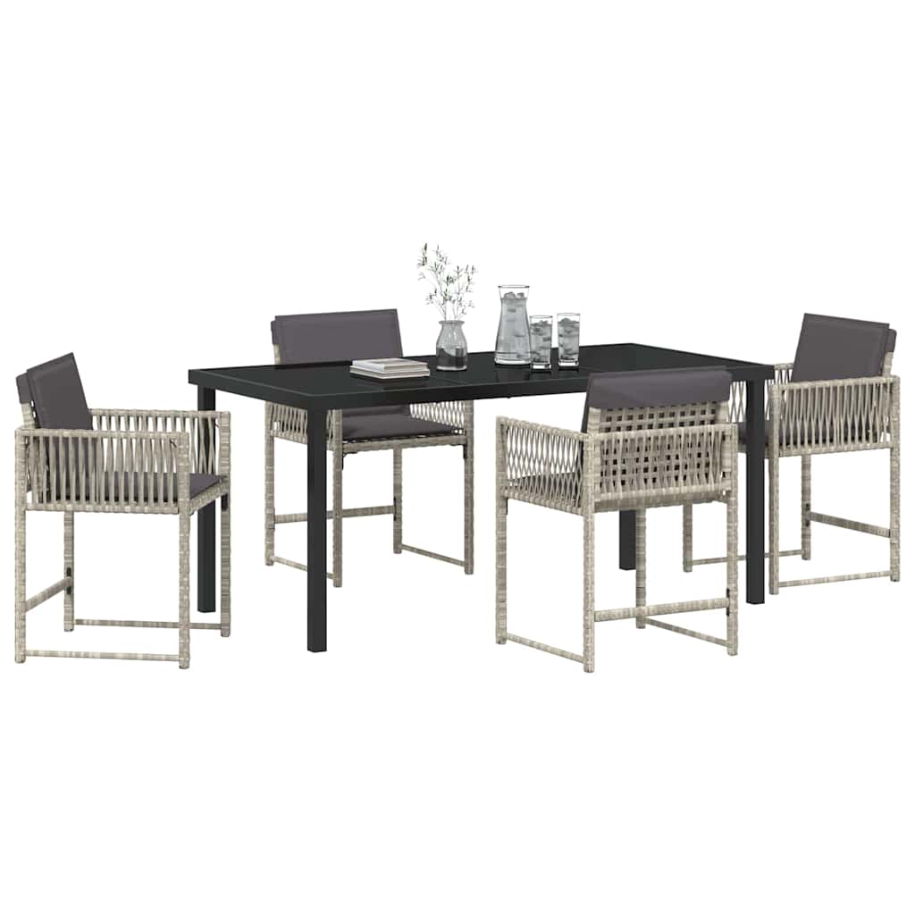 vidaXL Garten Essgruppe 5 pcs Hellgrau Poly-Rattan