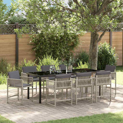 vidaXL Ensemble de salle à manger de jardin 9 pcs Gris clair Poly-rotin