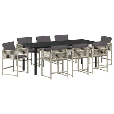 vidaXL Garten Essgruppe 9 pcs Hellgrau Poly-Rattan