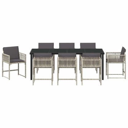vidaXL Ensemble de salle à manger de jardin 9 pcs Gris clair Poly-rotin