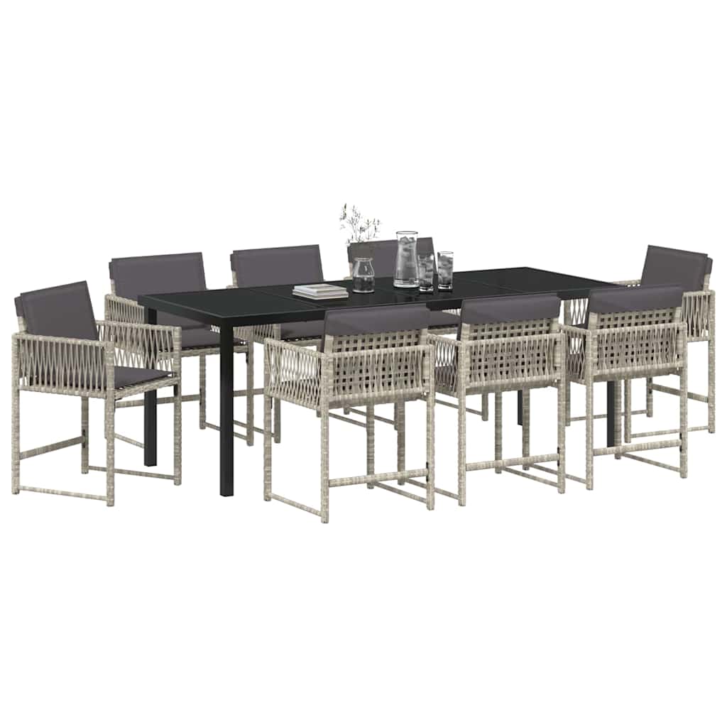 vidaXL Ensemble de salle à manger de jardin 9 pcs Gris clair Poly-rotin