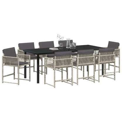 vidaXL Ensemble de salle à manger de jardin 9 pcs Gris clair Poly-rotin