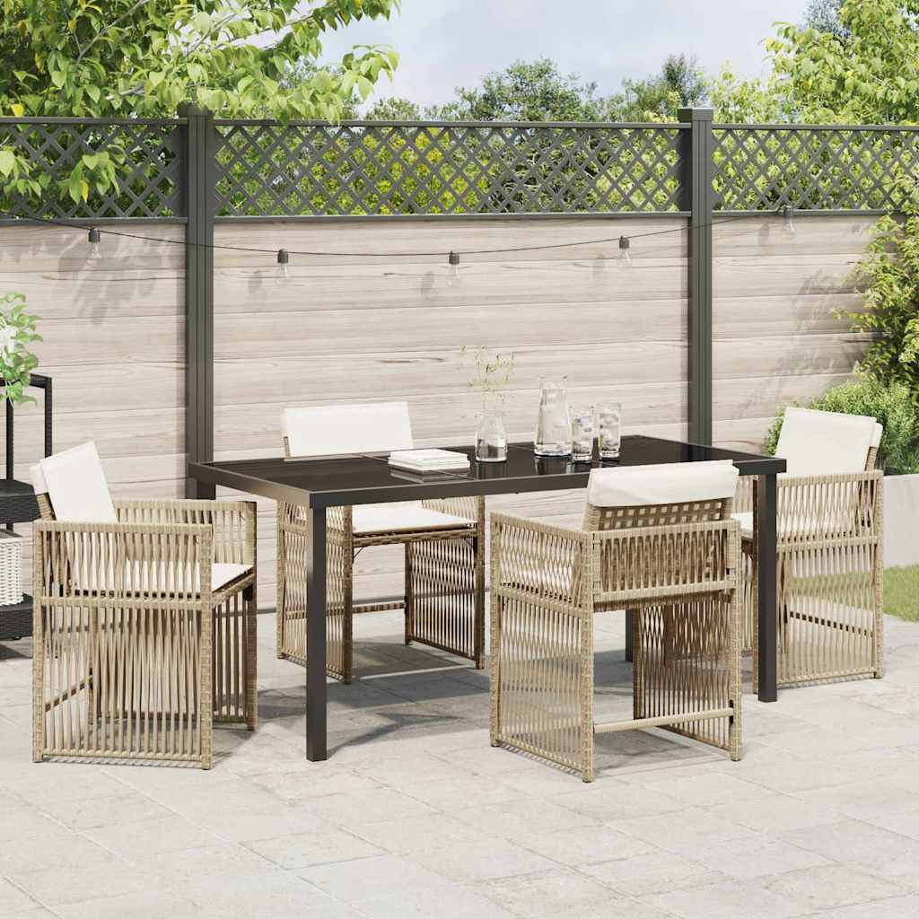 vidaXL Garten Essgruppe 5 pcs Beige Poly-Rattan