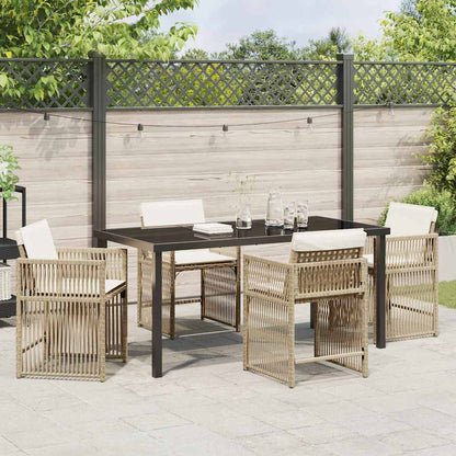 vidaXL Garten Essgruppe 5 pcs Beige Poly-Rattan