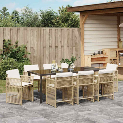 vidaXL Garten Essgruppe 9 pcs Beige Poly-Rattan
